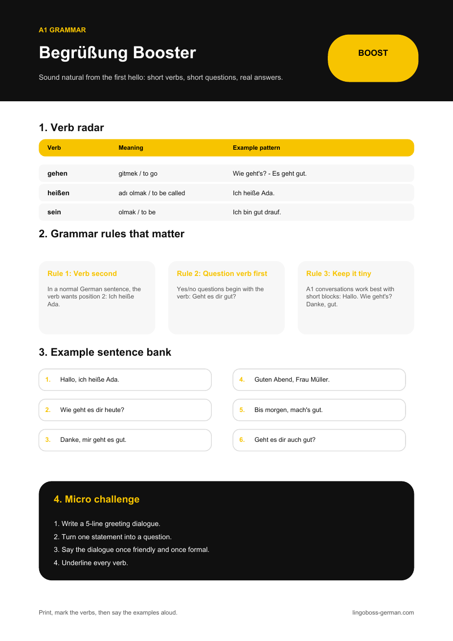 Grammar & Verb Booster: Begrüßung