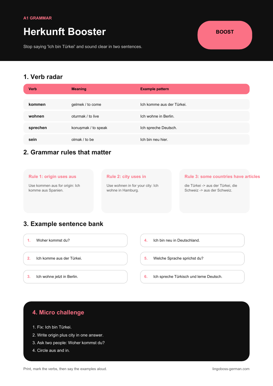 Grammar & Verb Booster: Herkunft