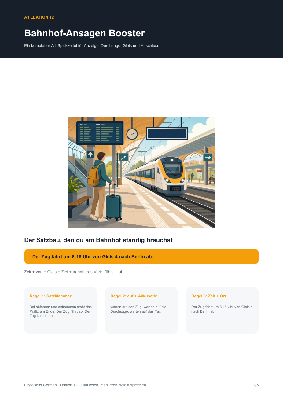 Grammatik- & Wortschatz-Booster: Bahnhof